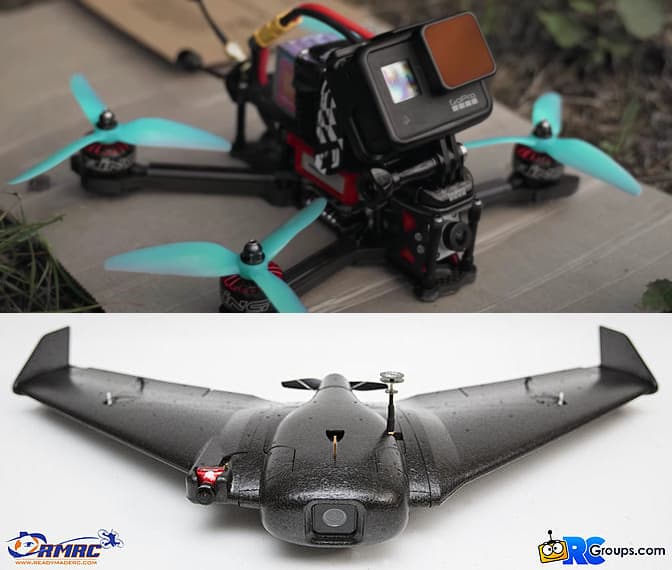 四轴 FPV (上) 与固定翼 FPV (下)